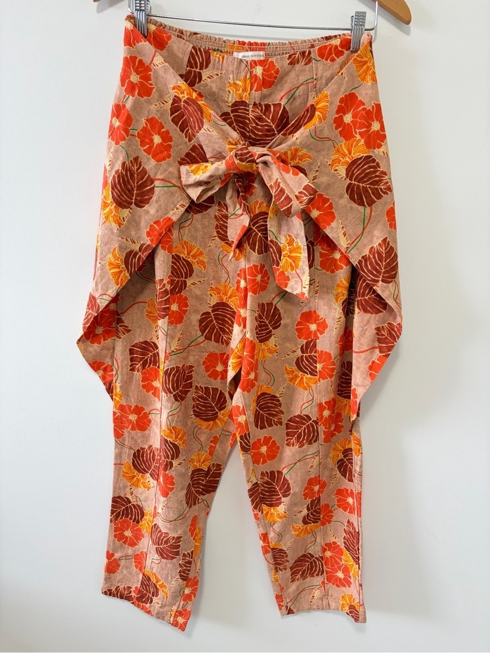 URBAN OUTFITTERS FRIDA LINEN COTTON TAPERED BEACH PANTS Size Small